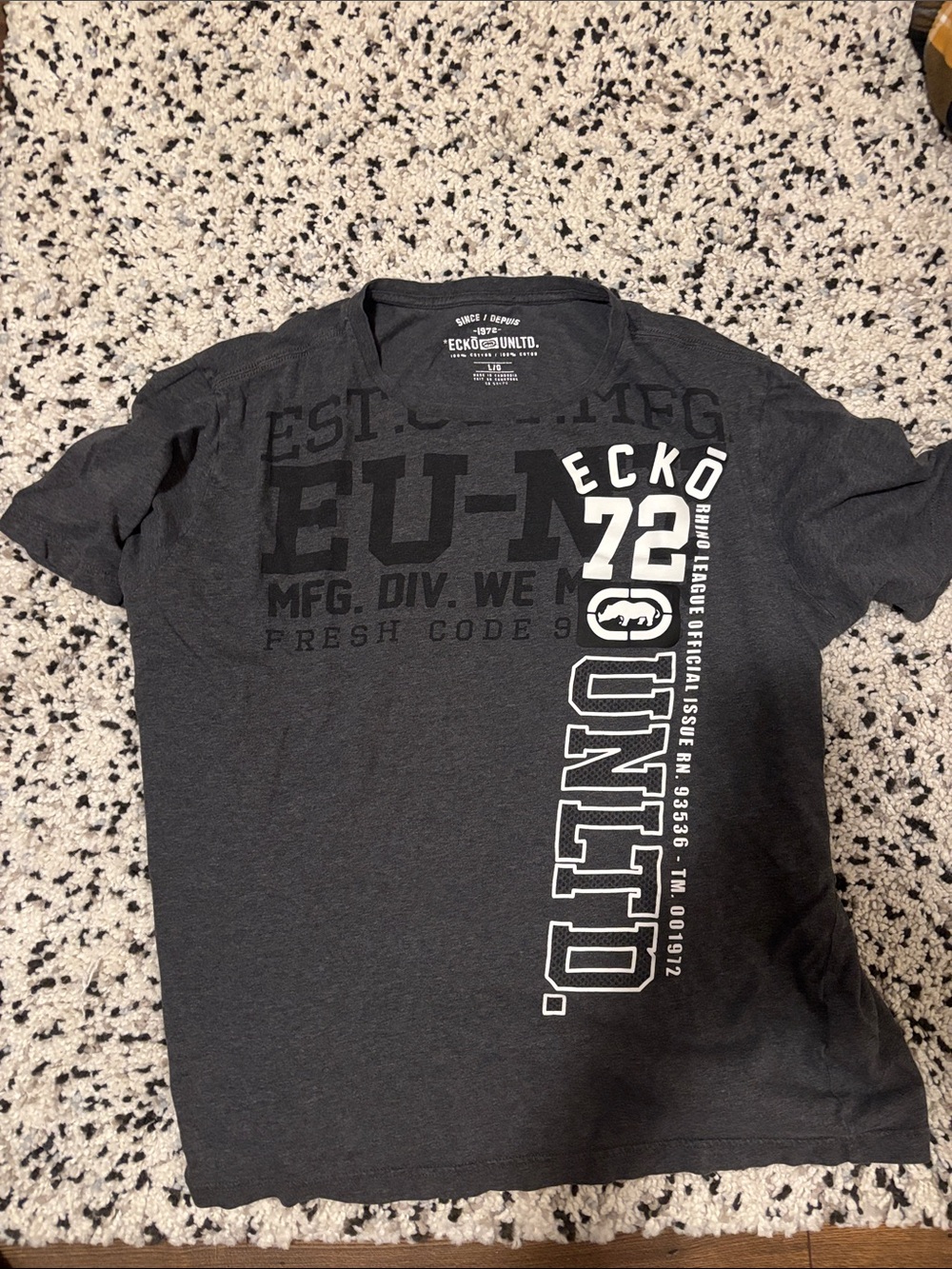 Ecko Unlimited Charcoal Graphic Tee with White Logo